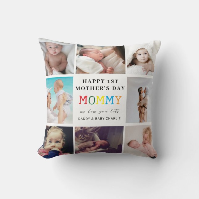 Fotokollage för första Mors dag Kudde (Framsida)