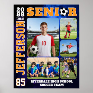 Fotokollage för fotbollslag och idrottsspelare poster