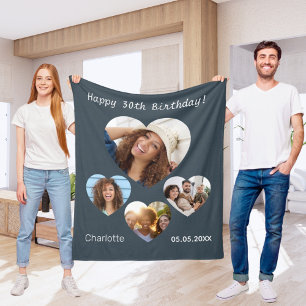 Fotokollage för foto från namn vid födelsedagstidn fleecefilt