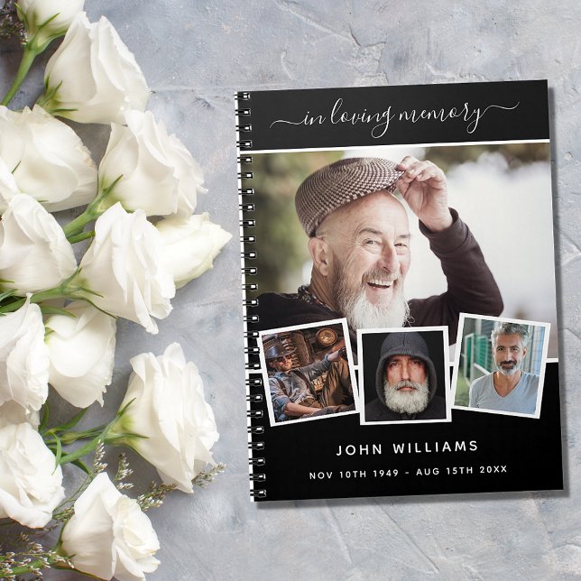 Fotokollage för gästbegravning i bok anteckningsbok (Skapare uppladdad)