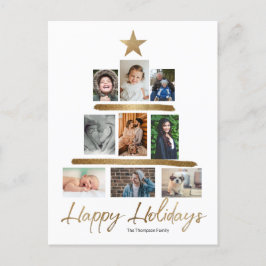 Fotokollage för glad helg Guld Julgran Vykort
