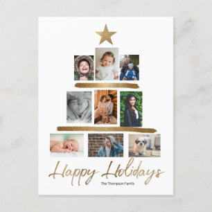 Fotokollage för glad helg Guld Julgran Vykort