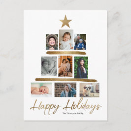 Fotokollage för glad helg Guld Julgran Vykort