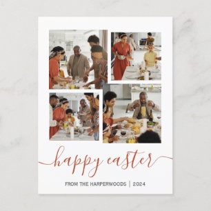 Fotokollage för Glad påsk-familjen i elegant Scrip Helg Vykort
