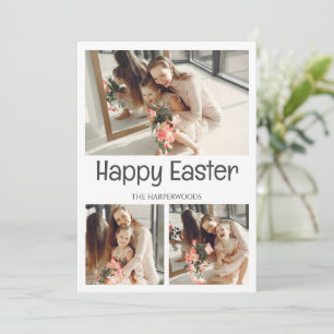 Fotokollage för Glad påsk-familjen i elegant Scrip Julkort