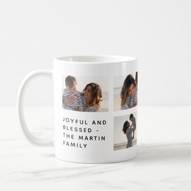 Fotokollage för glatt och bearbetad familj kaffemugg (Vänster)