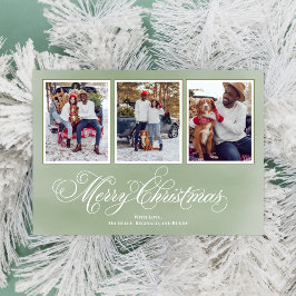 Fotokollage för god jul Grönt Julkort