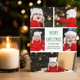 Fotokollage för god jul Grönt Script-familjen Julkort