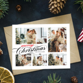 Fotokollage för god jul-typografi vykort