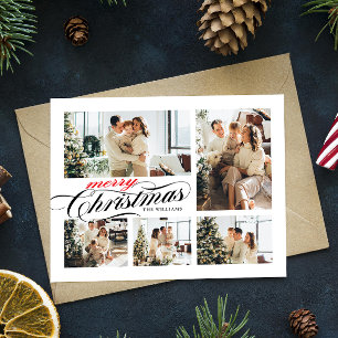 Fotokollage för god jul-typografi vykort