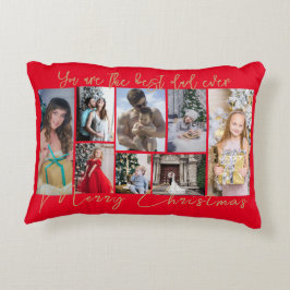 Fotokollage för Guld Trendig Family God jul Photo Prydnadskudde