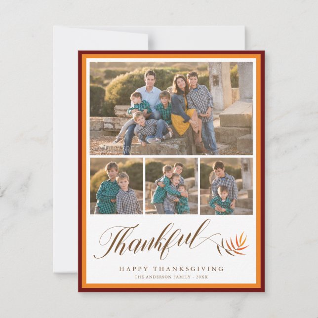 Fotokollage för Happy thanksgiving Elegant Julkort (Framsida)