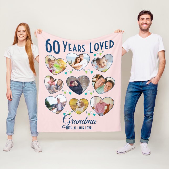 Fotokollage för hjärt- födelsedagsfoto fleecefilt (På plats)