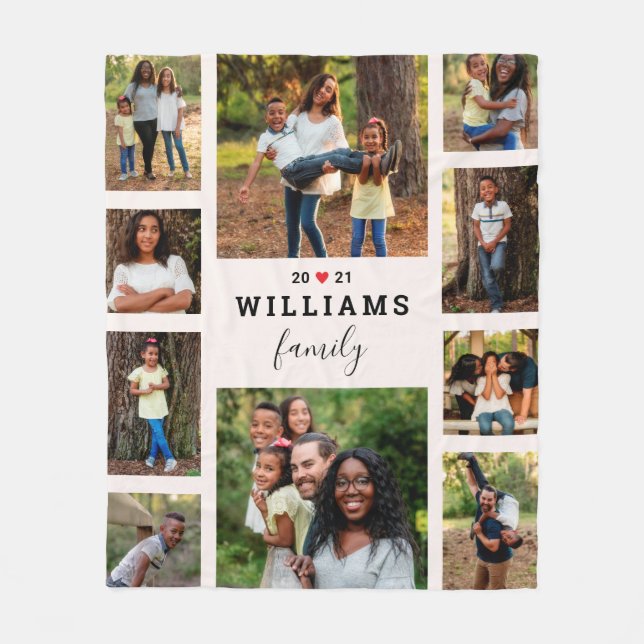 Fotokollage för hörnfilt År Personlig Fleecefilt (Framsidan)