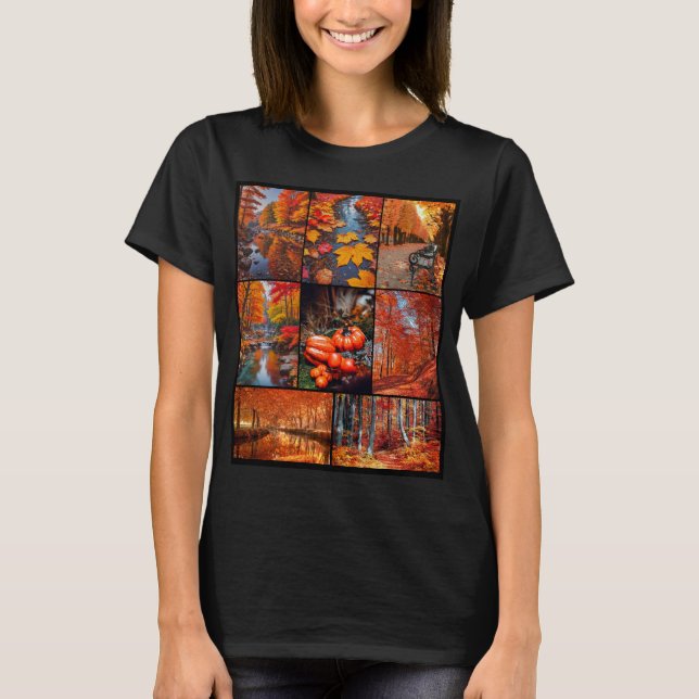 Fotokollage för höstfällning liggande liggande, fo t shirt (Framsida)
