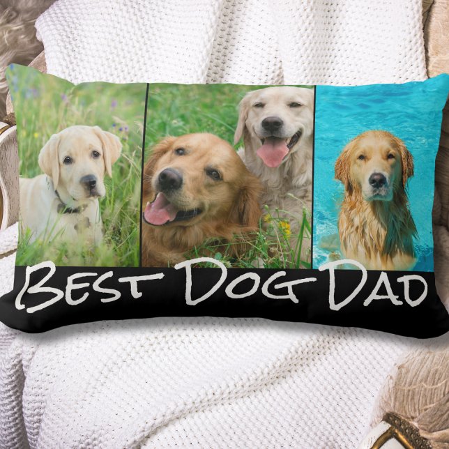 Fotokollage för Hund Pappa 3 Lumbarkudde (Skapare uppladdad)