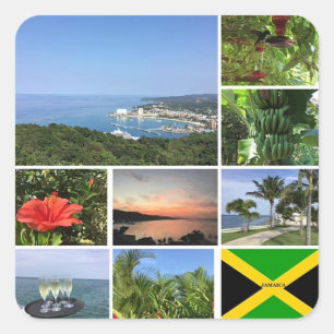 Fotokollage för Jamaica Fyrkantigt Klistermärke