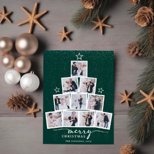 Fotokollage för Julgran-familjen Helg Vykort
