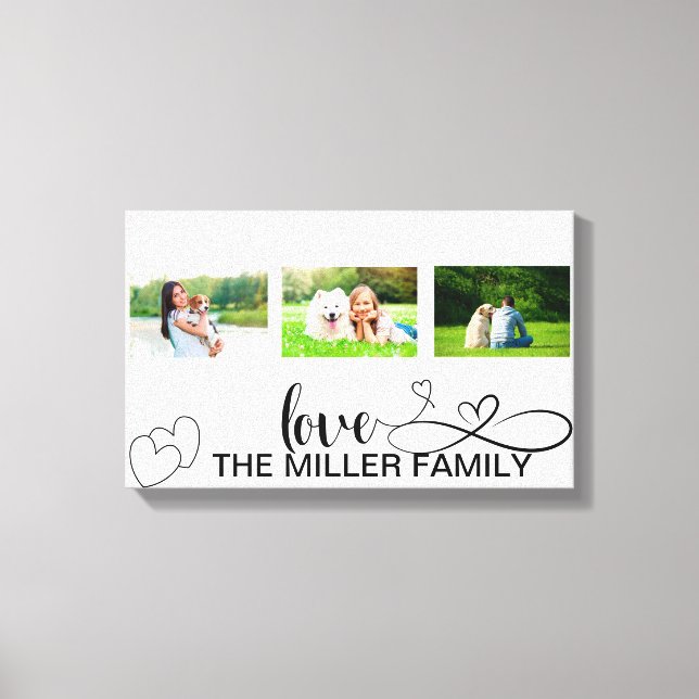 Fotokollage för kärlek i Black Script Anpassningsb Canvastryck (Framsida)