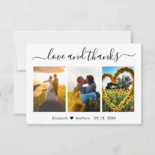 Fotokollage för kärlek och tack Calligraphy Bröllo Kort