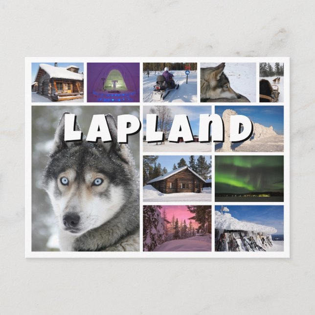 Fotokollage för Lappland souvenir Vykort (Framsida)