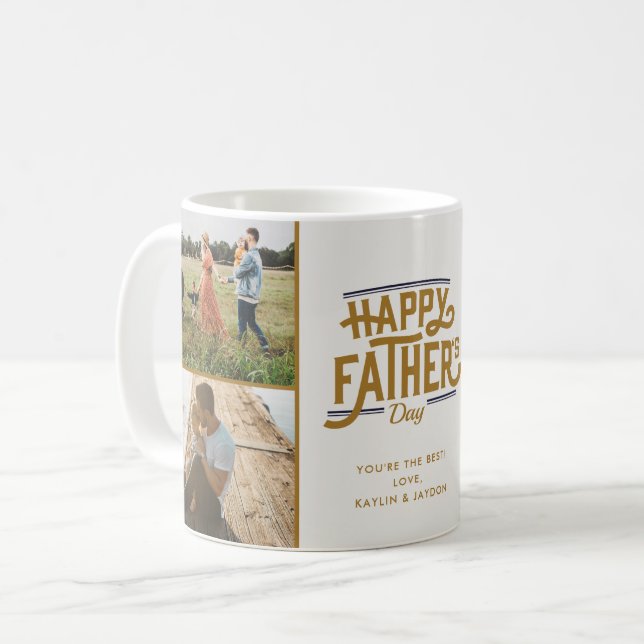 Fotokollage för lycklig Fars dag Kaffemugg (Framsida vänster)
