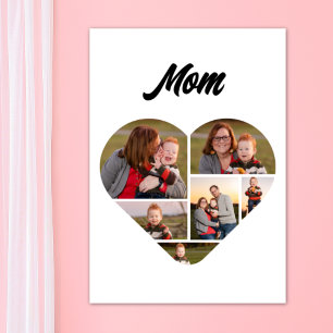Fotokollage för Mammorna hjärtformsfamilj Poster