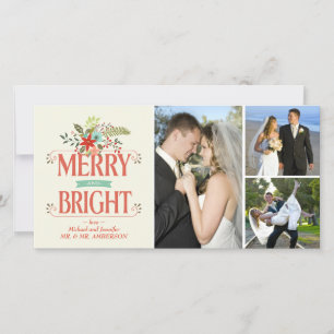 Fotokollage för Merry och Bright Rustic Blommigt Julkort