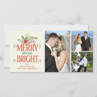 Fotokollage för Merry och Bright Rustic Blommigt Julkort