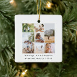 Fotokollage för minimalistisk skrivmaskin-familj julgransprydnad keramik<br><div class="desc">Den här enkla och moderna familjens fotokollage julprydnad har ett ställe som gör att du kan lägga till namn, vid sidan av "God jul" i vacker skrivmaskin-typografi, samt utrymme för dig att lägga till ett eget fotomontage (med plats för sju foton). Perfektens minimalistiska julafton helgdag-gåva till en familjemedlem i vinter!...</div>