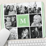 Fotokollage för Mint Monogram-familjen Musmatta<br><div class="desc">Fotokollage för monogramfamiljen. Anpassa det här anpassad design med din egen monografioriginaltext eller text.</div>