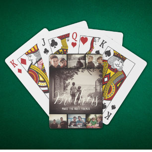 Fotokollage för Modern Brother Best Friends Mörk F Casinokort