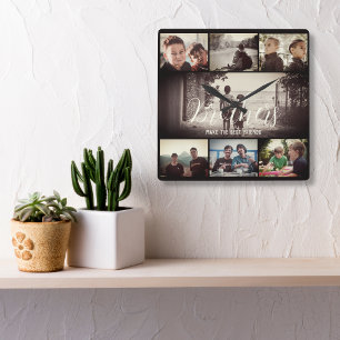 Fotokollage för Modern Brother Best Friends Mörk F Fyrkantig Klocka