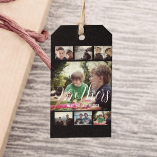 Fotokollage för Modern Brother Best Friends Mörk F Presentetikett