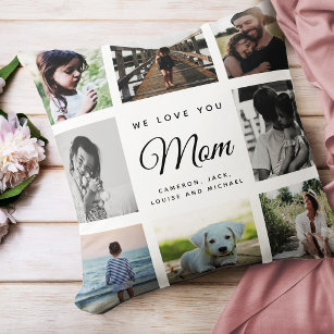 Fotokollage för Modern Chic Mors dag Mamma-familje Kudde