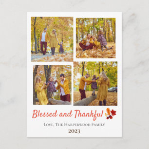 Fotokollage för Modern Fall Thanksgiving-familjen Helg Vykort