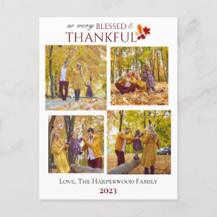 Fotokollage för Modern Fall Thanksgiving-familjen Helg Vykort
