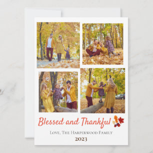 Fotokollage för Modern Fall Thanksgiving-familjen Julkort