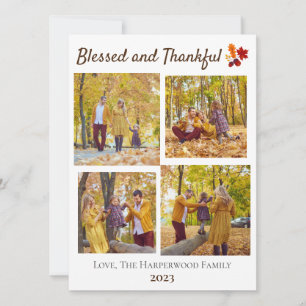 Fotokollage för Modern Fall Thanksgiving-familjen Julkort