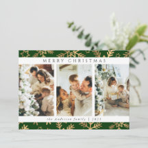 Fotokollage för Modern Grönt Guld God jul