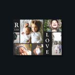 Fotokollage för Modern Kärlek Black Färg-blocket Canvastryck<br><div class="desc">Modern Kärlek Black Färg Block Family Photo Collage jul & nyår Canvas Wall Art - med personlig Kärlek Ord, familjens efternamn, år och brev, allt arrangerat i ett rutnät för elegant. Denna moderna och eleganta visning 6 av ditt eget bilder är mycket bra. Finns i flera färgrutor för att matcha...</div>