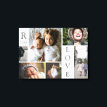 Fotokollage för Modern Kärlek White Färg Block-fam Canvastryck<br><div class="desc">Modern Kärlek White and Grått Färg Block Family Photo Collage jul & New Year Canvas Wall Art - med personlig Kärlek Ord, familjens efternamn, år och brev, allt arrangerat i en elegant-rutnätslayout. Denna moderna och eleganta visning 6 av ditt eget bilder är mycket bra. Finns i flera färgrutor för att...</div>