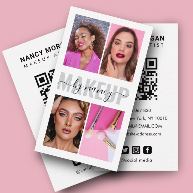 Fotokollage för Modern Makeup Calligraphy-skript Visitkort (Skapare uppladdad)