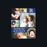 Fotokollage för Modern Navy Blue Färg Block-familj Canvastryck<br><div class="desc">Modern Navy Blue Färg Block Family 6 Photo Collage - med personligens efternamn, år och brev, alla ordnade i en elegant rutnätslayout. Denna moderna och eleganta visning 6 av ditt eget bilder är mycket bra. Finns i flera färgrutor för att matcha valfri rumsdekorering. Gör en underbar helgdag för morföräldrar, föräldrar,...</div>