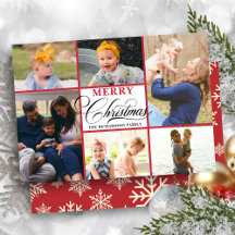 Fotokollage för Modern Red Snöflingor Elegant 