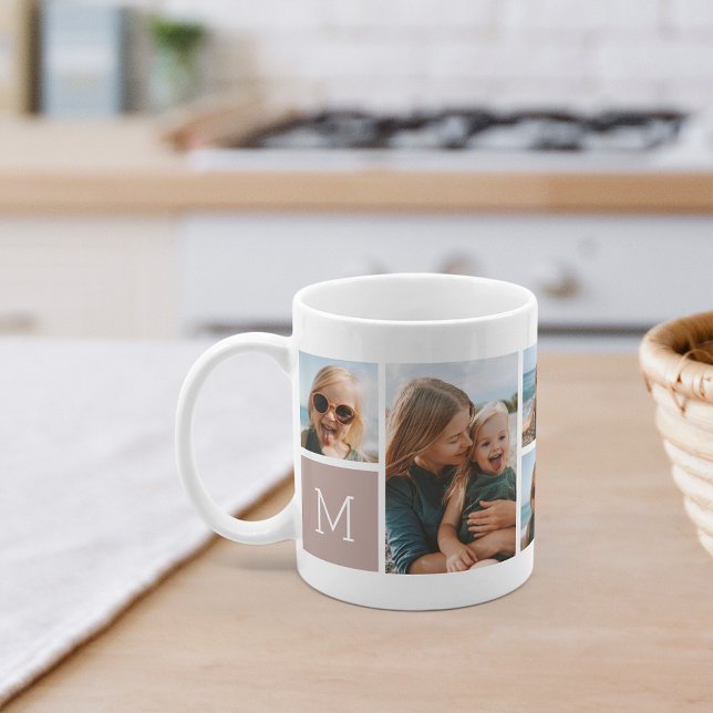 Fotokollage för monogram rutnät kaffemugg (Skapare uppladdad)