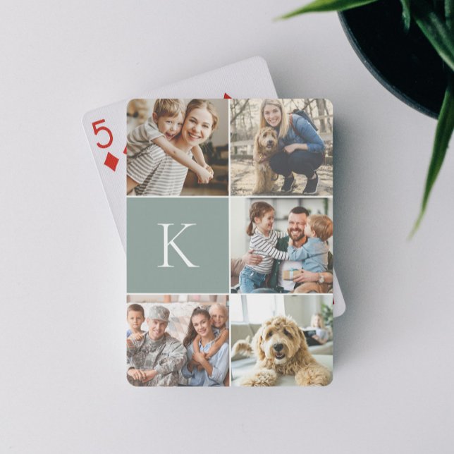 Fotokollage för monogrammed familj casinokort (Skapare uppladdad)