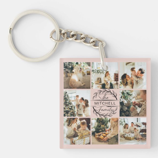 Fotokollage för monogrammed familj |  Rosa (Framsidan)