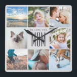 Fotokollage för Mors dag-familjen Fyrkantig Klocka<br><div class="desc">Den söta väggklockan för den moderna Chicen Mors dag Mamma-familjen Foto Collage</div>