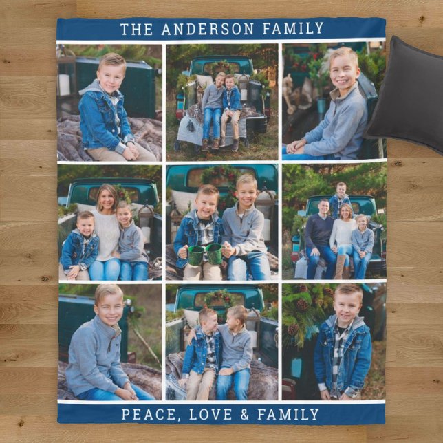 Fotokollage för mysigt marin Personlig-familj Fleecefilt (Skapare uppladdad)